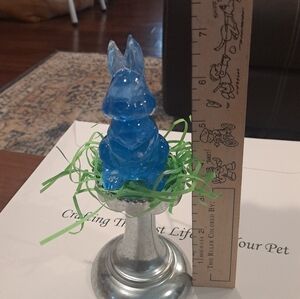 Blue Resin Bunny Figurine